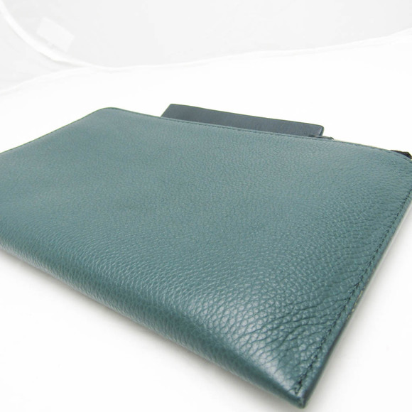 BURBERRY L-shaped Zipper Mini Men's Leather Clutch Bag Dark Green - Picture 6 of 10
